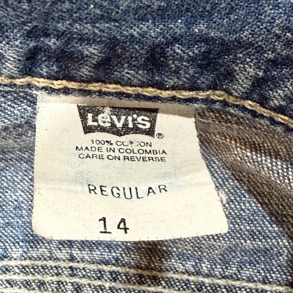 Levis Kids Size 14 Regular Carpenter Denim Shorts Blue Medium Wash - STAIN